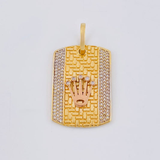 Dije Placa Corona 9.3 g / 1 1/2 in Oro Amarillo 18K