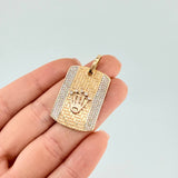 Dije Placa Corona 9.3 g / 1 1/2 in Oro Amarillo 18K