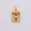 Pendant Plaque Cross Miraculous Christ 2.25 g / 1 in Two Golds Yellow White 18K