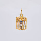 Pendant Plaque Cross Miraculous Christ 2.25 g / 1 in Two Golds Yellow White 18K