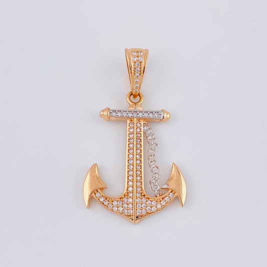 Dije Ancla 4.1 g / 1 1/2 in Dos Oros Blanco Rosa 18K