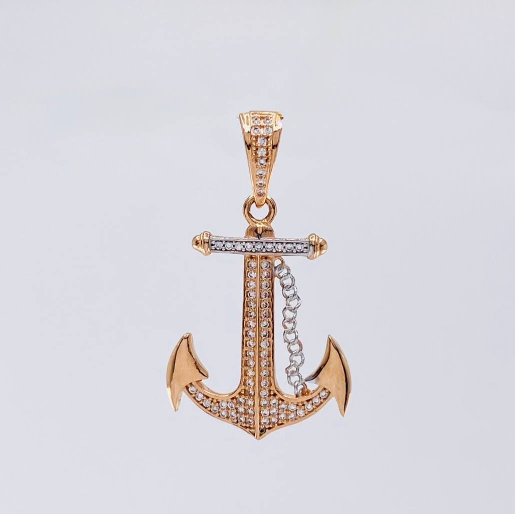 Dije Ancla 4.1 g / 1 1/2 in Dos Oros Blanco Rosa 18K