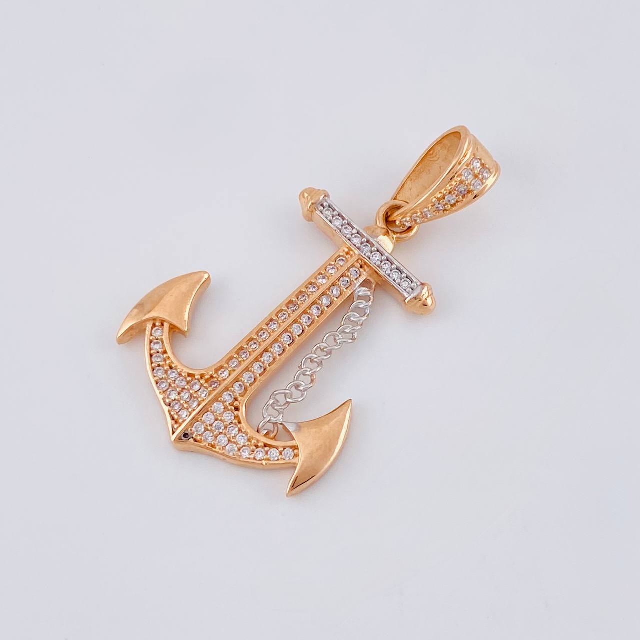 Dije Ancla 4.1 g / 1 1/2 in Dos Oros Blanco Rosa 18K