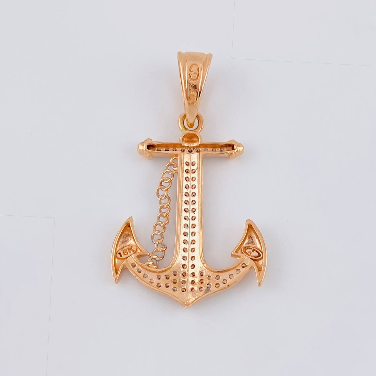 Dije Ancla 4.1 g / 1 1/2 in Dos Oros Blanco Rosa 18K