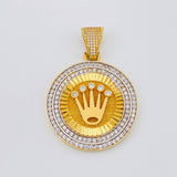 Pendant Medal Crown 20 g / 2 1/4 in Two Yellow White Gold 18K