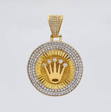 Pendant Medal Crown 20 g / 2 1/4 in Two Yellow White Gold 18K