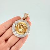 Pendant Medal Crown 20 g / 2 1/4 in Two Yellow White Gold 18K