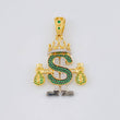 Pendant Royalty Dollar Sign 9.65 g / 1 3/4 in Two Golds Yellow White 18K