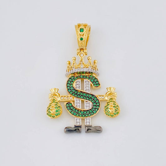Dije Realeza Signo Dolar 9.65 g / 1 3/4 in Dos Oros Amarillo Blanco 18K
