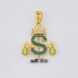 Pendant Royalty Dollar Sign 9.65 g / 1 3/4 in Two Golds Yellow White 18K
