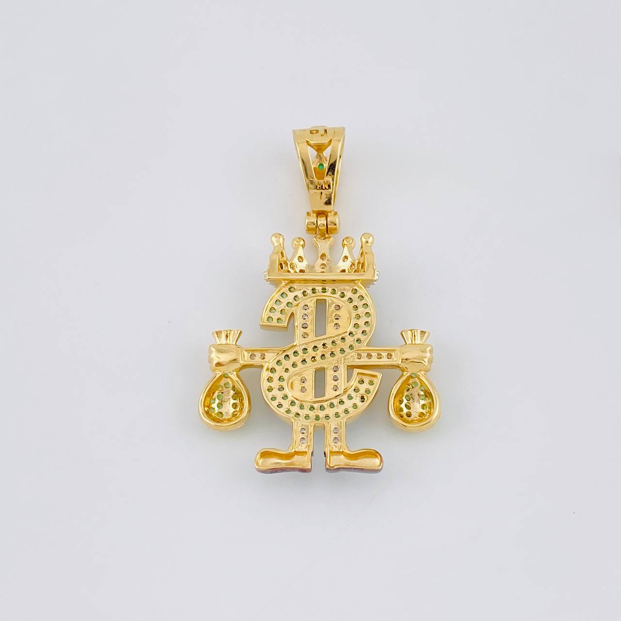 Pendant Royalty Dollar Sign 9.65 g / 1 3/4 in Two Golds Yellow White 18K