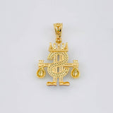 Pendant Royalty Dollar Sign 9.65 g / 1 3/4 in Two Golds Yellow White 18K