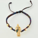 Pulsera Tejida Multicolor Herraje San Jose  4und 5Mm Diamantadas Oro Amarillo 18K (A.C)