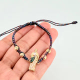 Pulsera Tejida Multicolor Herraje San Jose  4und 5Mm Diamantadas Oro Amarillo 18K (A.C)