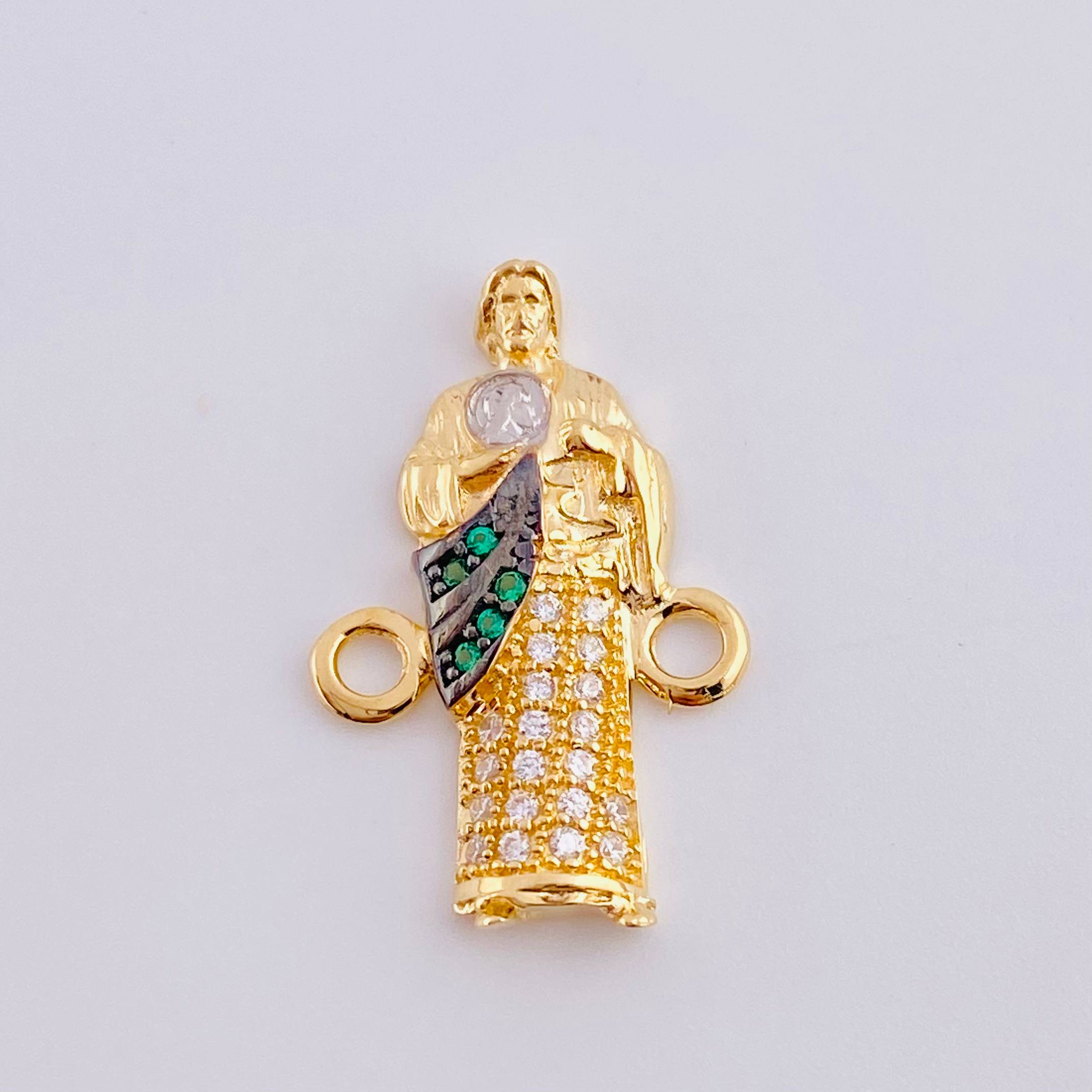 Charm Judas Tadeo 1.9 g / 3/4 in Two-Tone Yellow White Gold 18K