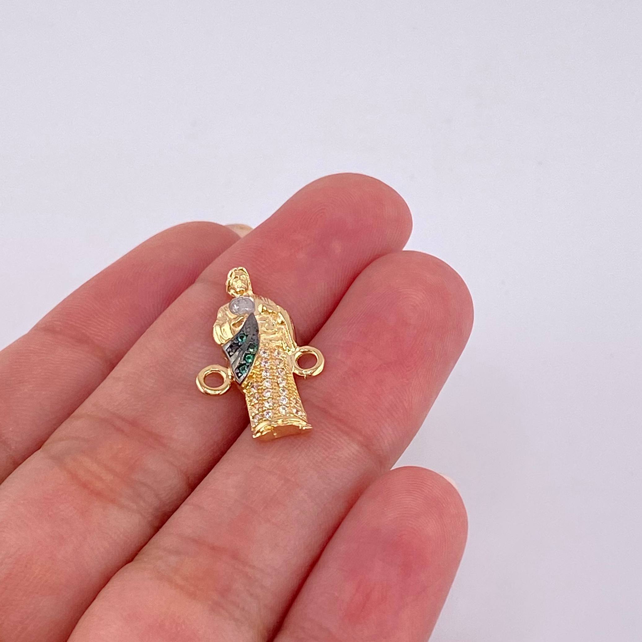 Charm Judas Tadeo 1.9 g / 3/4 in Two-Tone Yellow White Gold 18K