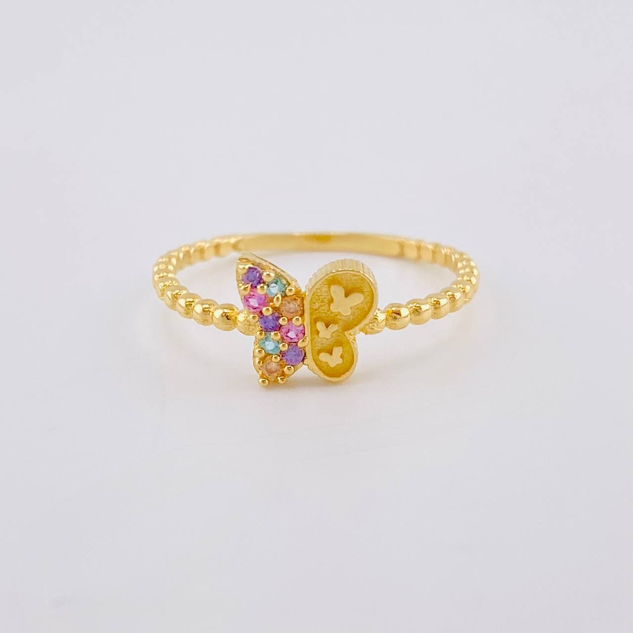 Anillo Mariposa Mate 1.35 g / T4 3/4 Oro Amarillo 18K