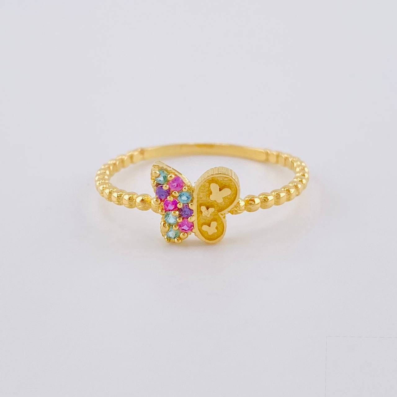 Anillo Mariposa Mate 1.45 g / T8 Oro Amarillo 18K
