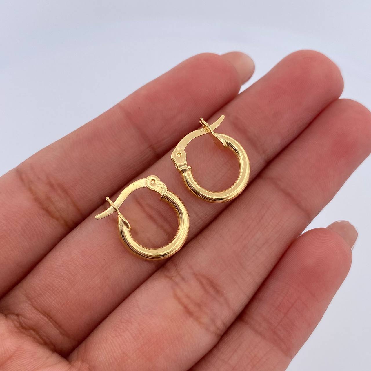 Hoop Earrings Sofi 1.1gr / 1.4cm / Striped Spiral Yellow Gold 18K &