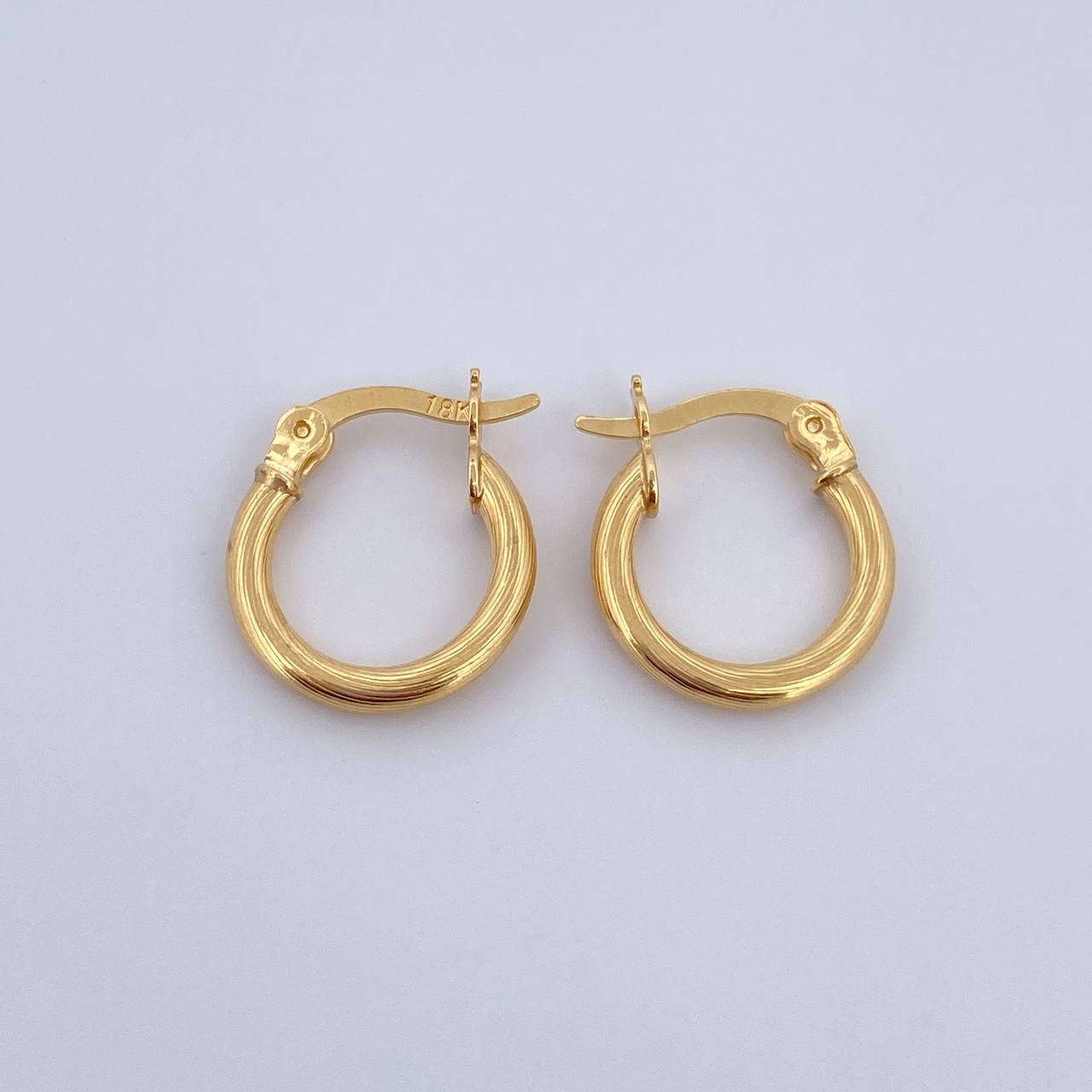 Hoop Earrings Sofi 1.2gr / 1.6cm / Striped Spiral Yellow Gold 18K &