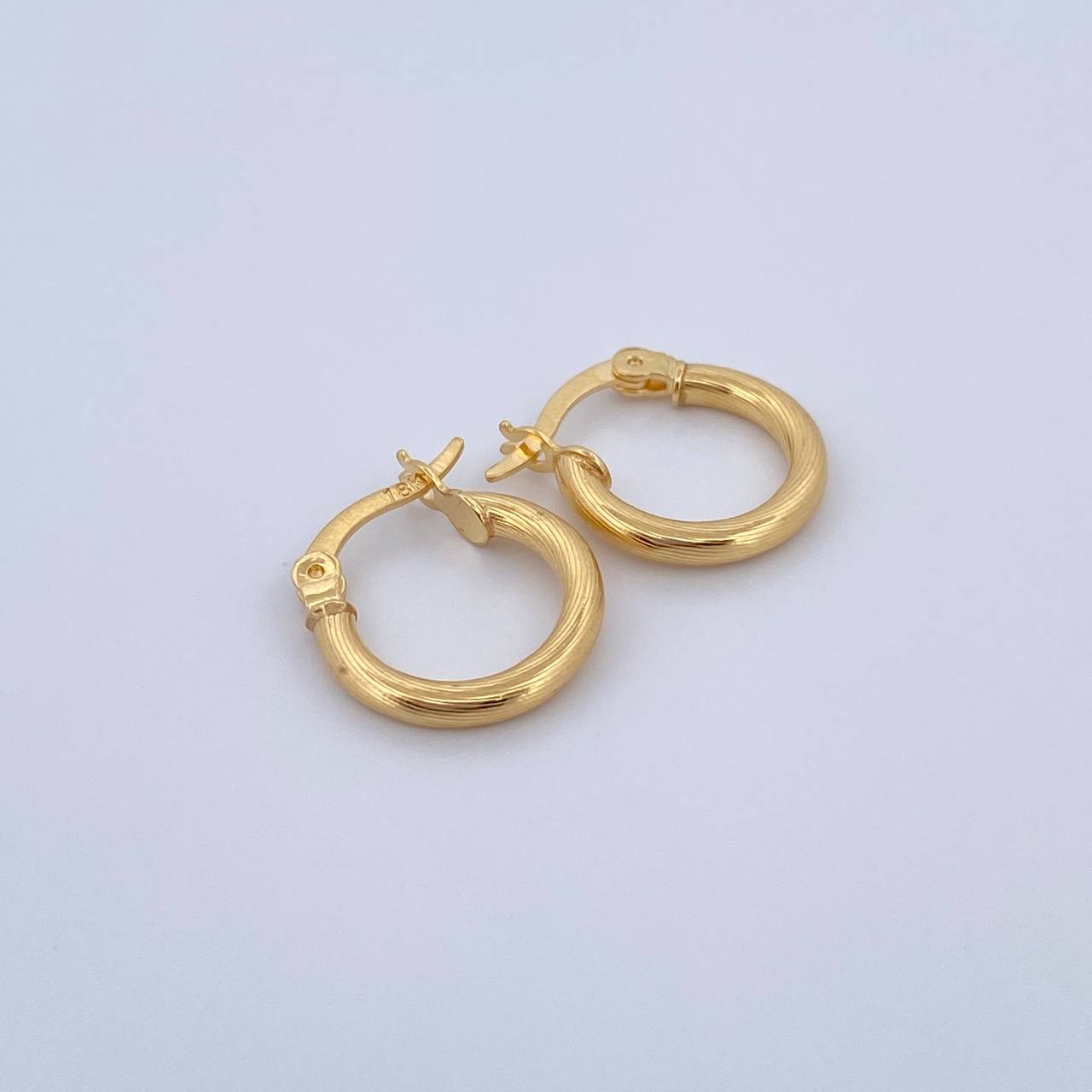Hoop Earrings Sofi 1.2gr / 1.6cm / Striped Spiral Yellow Gold 18K &