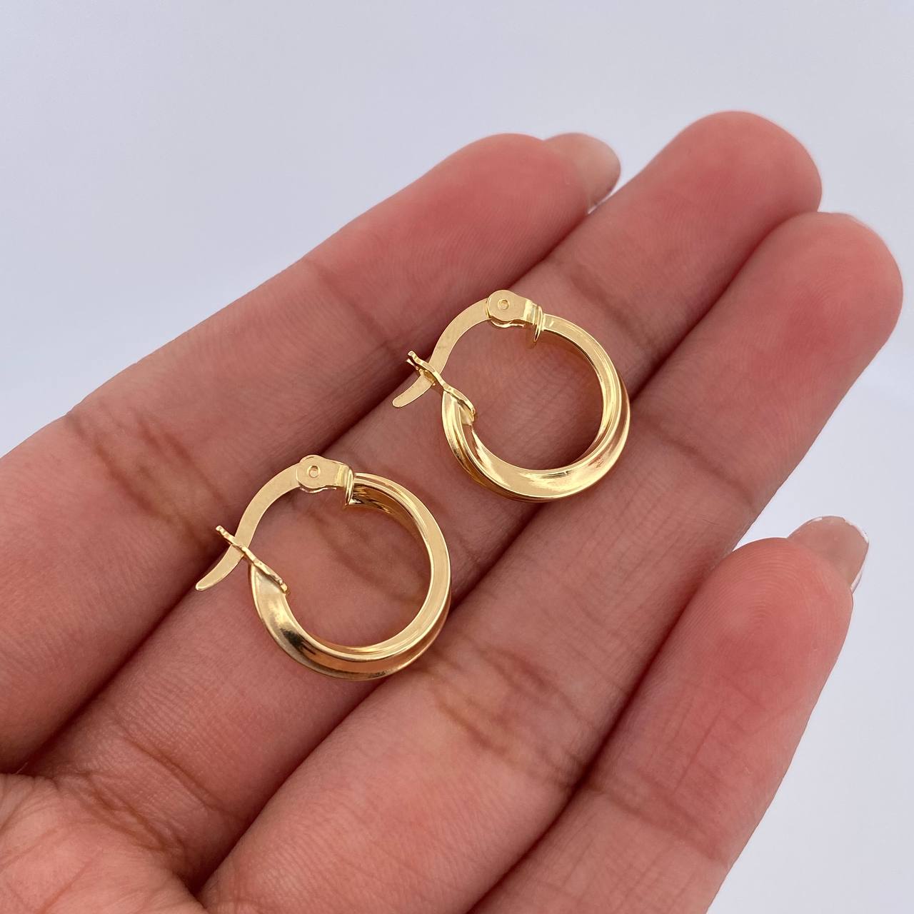 Hoop Earrings Bridget 1.3gr / 1.6cm / Twisted Yellow Gold 18K &