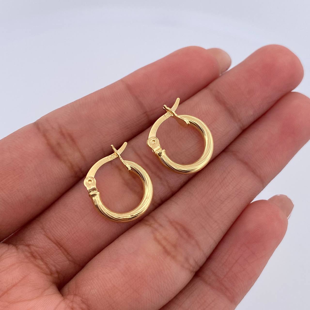 Hoop Earrings July 1.2gr / 1.5cm / Striped Yellow Gold 18K &