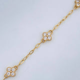 Paperclip Bracelet Clover 3gr / 7.5in / 18K Gold $