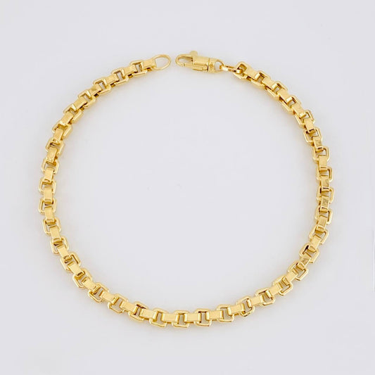 Pulso Veneciana Cuadrada 6.85g / 8 1/2 in / 4.5mm Tres Oros 18K