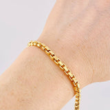Bracelet Venetian Square 6.65g / 8 1/2 in / 4.5mm Three Golds 18K