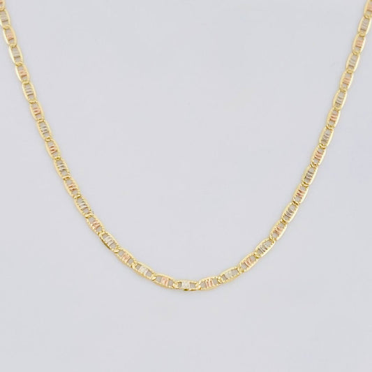 Flat Mariner Chain Diamond Cut 1.4g / 18 in / 1.3mm Three Golds 18K