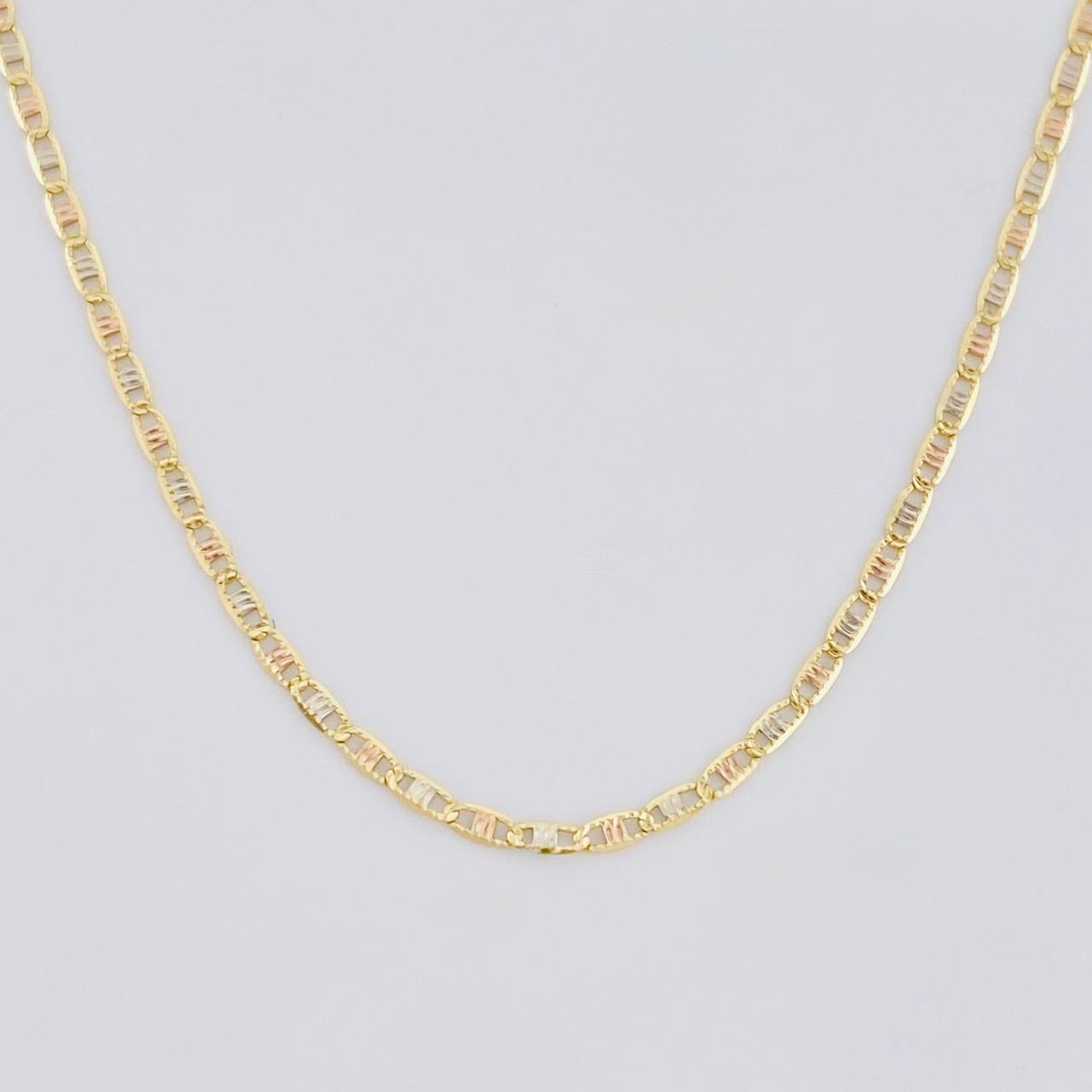 Flat Mariner Chain Diamond Cut 1.15g / 16 in / 1.3mm Three Golds 18K