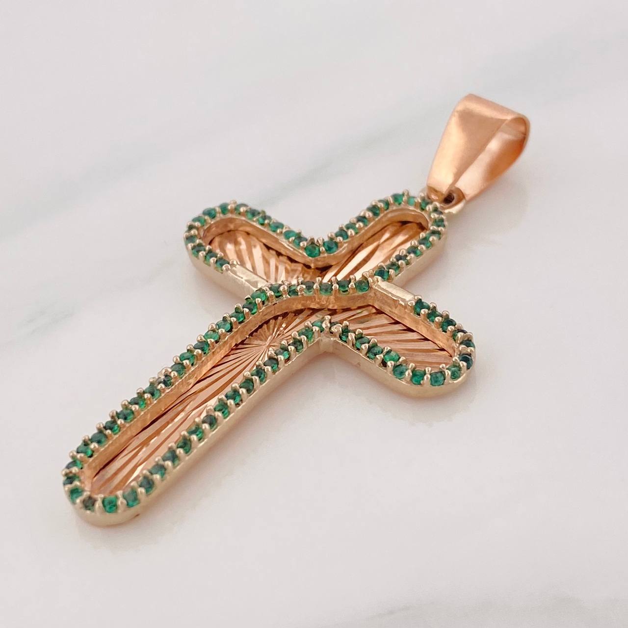 Dije Cruz Diamantada 5g / 1 3/4 in Oro Rosa 18K