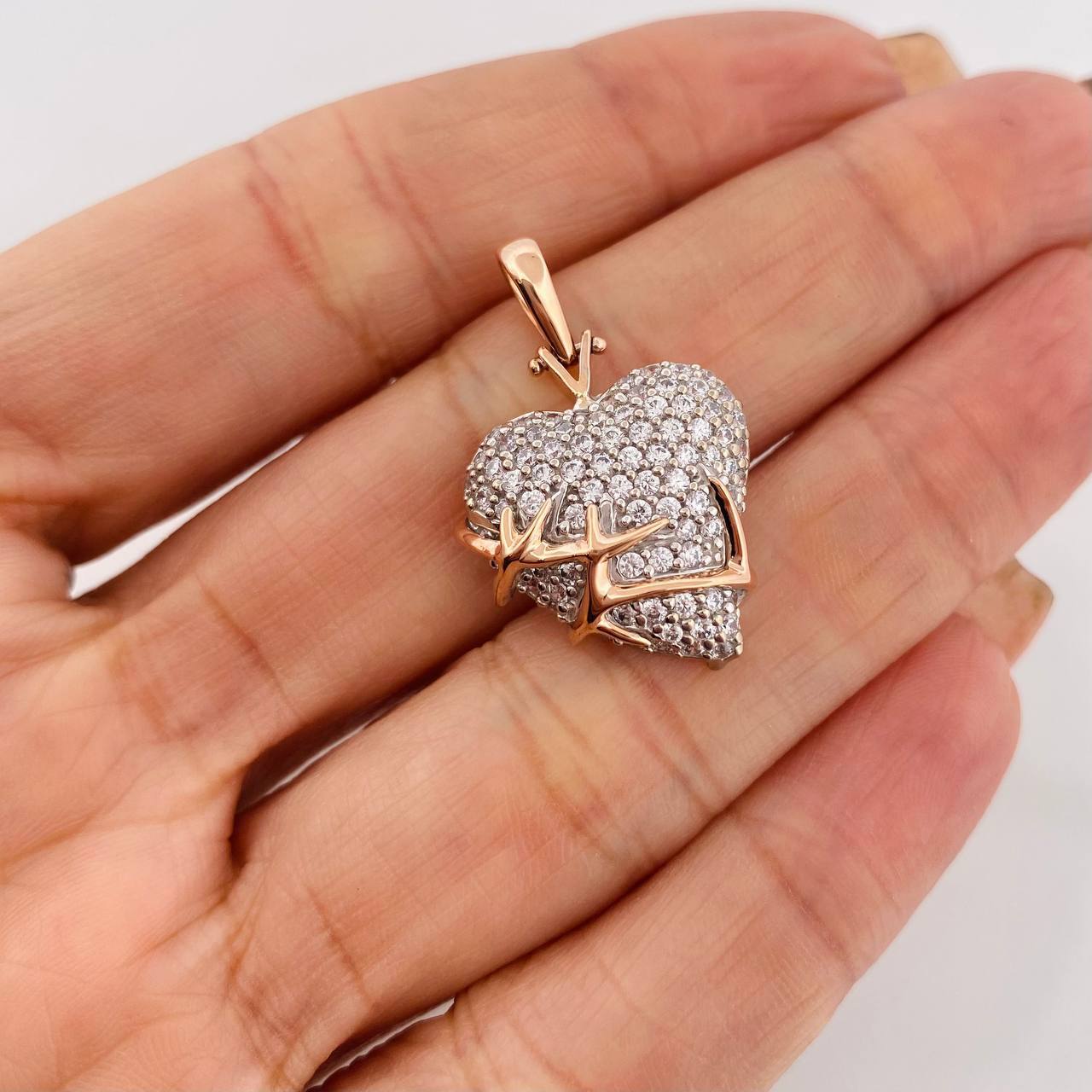 Dije Corazon Espinas 5.1g / 1 1/4 in Oro Rosa 18K