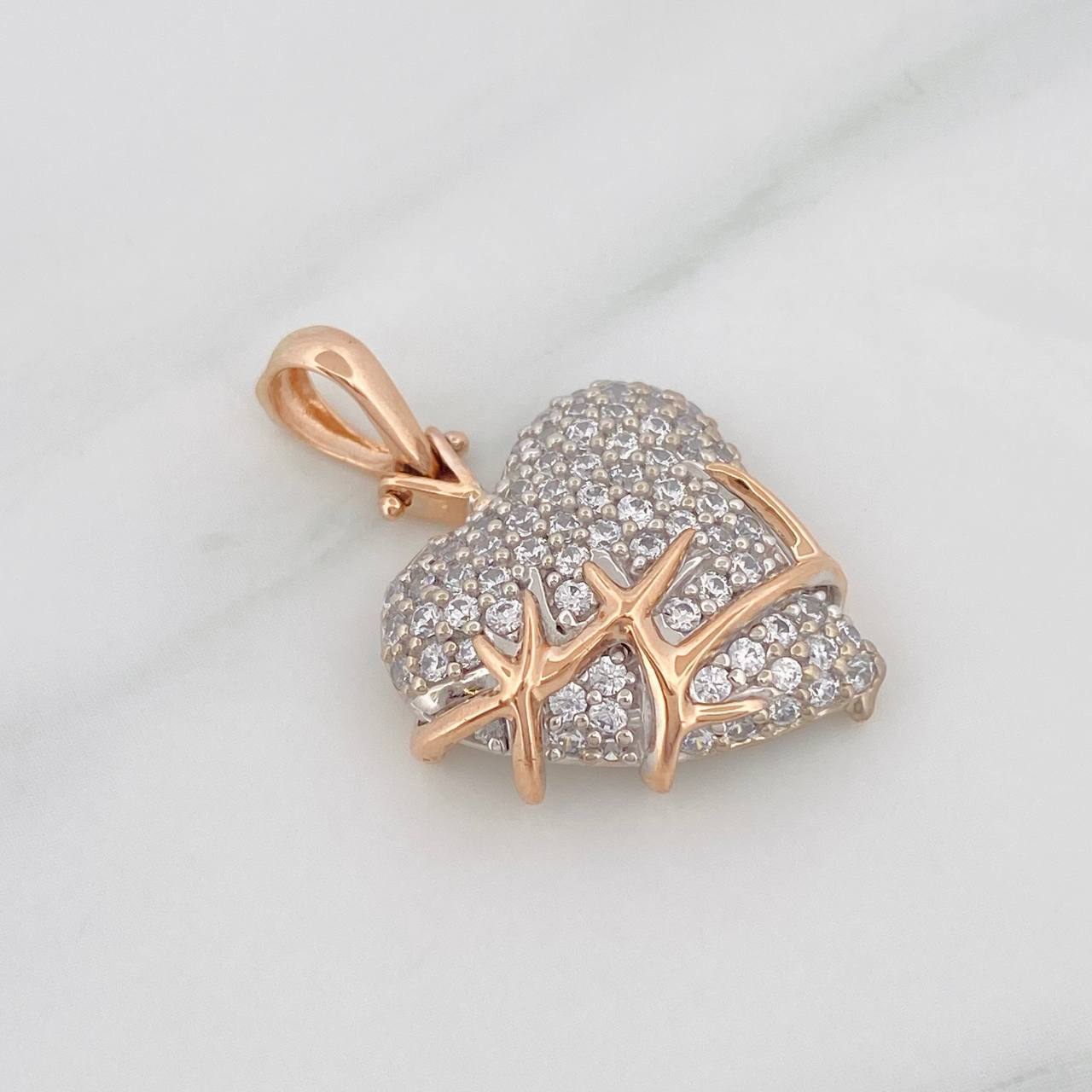 Dije Corazon Espinas 5.1g / 1 1/4 in Oro Rosa 18K