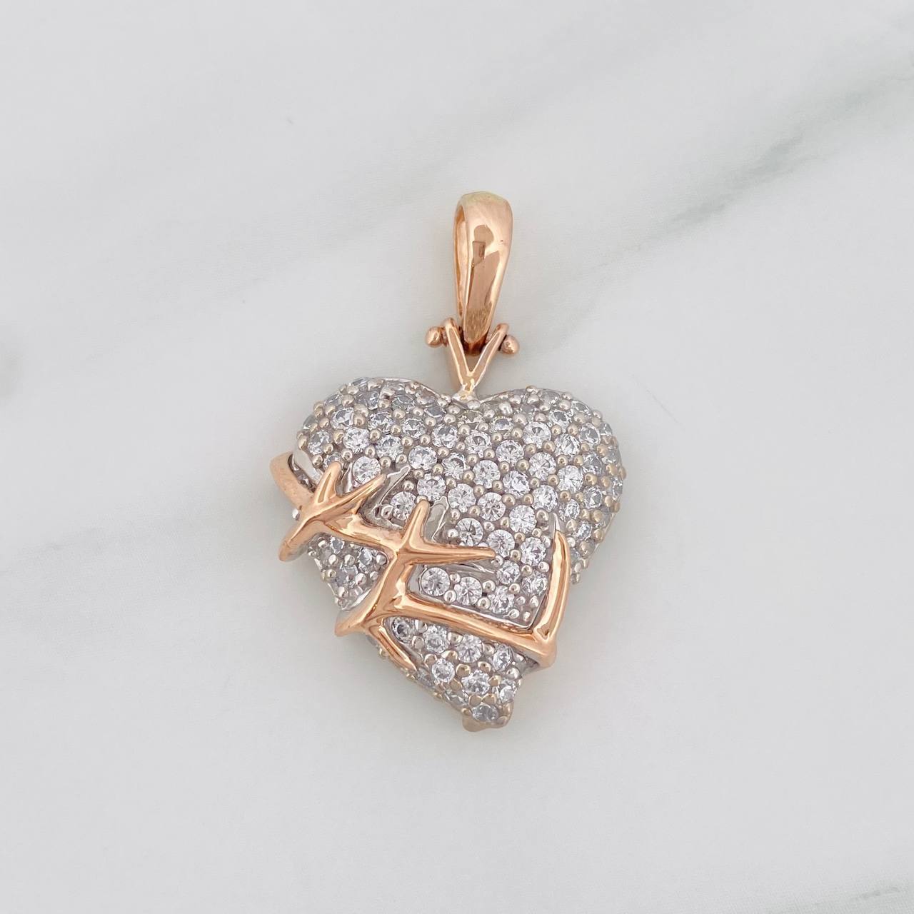 Dije Corazon Espinas 5.1g / 1 1/4 in Oro Rosa 18K