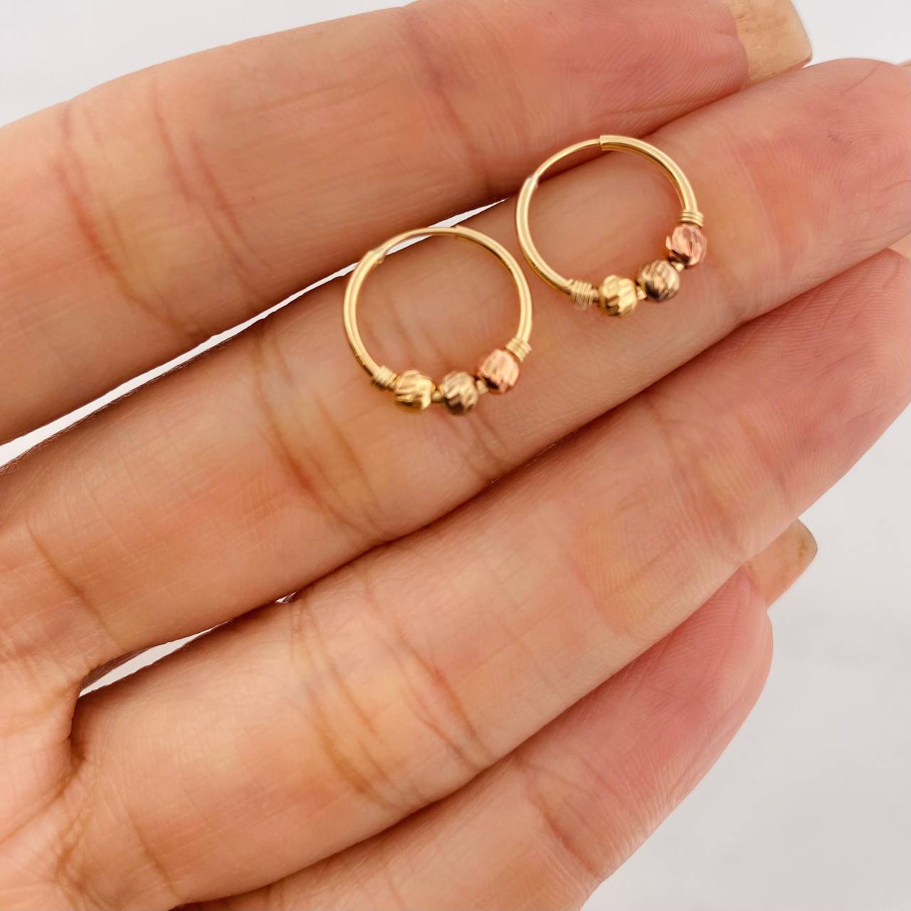 Candongas Trio 0.95g / 1/2 in Tres Oros 18K