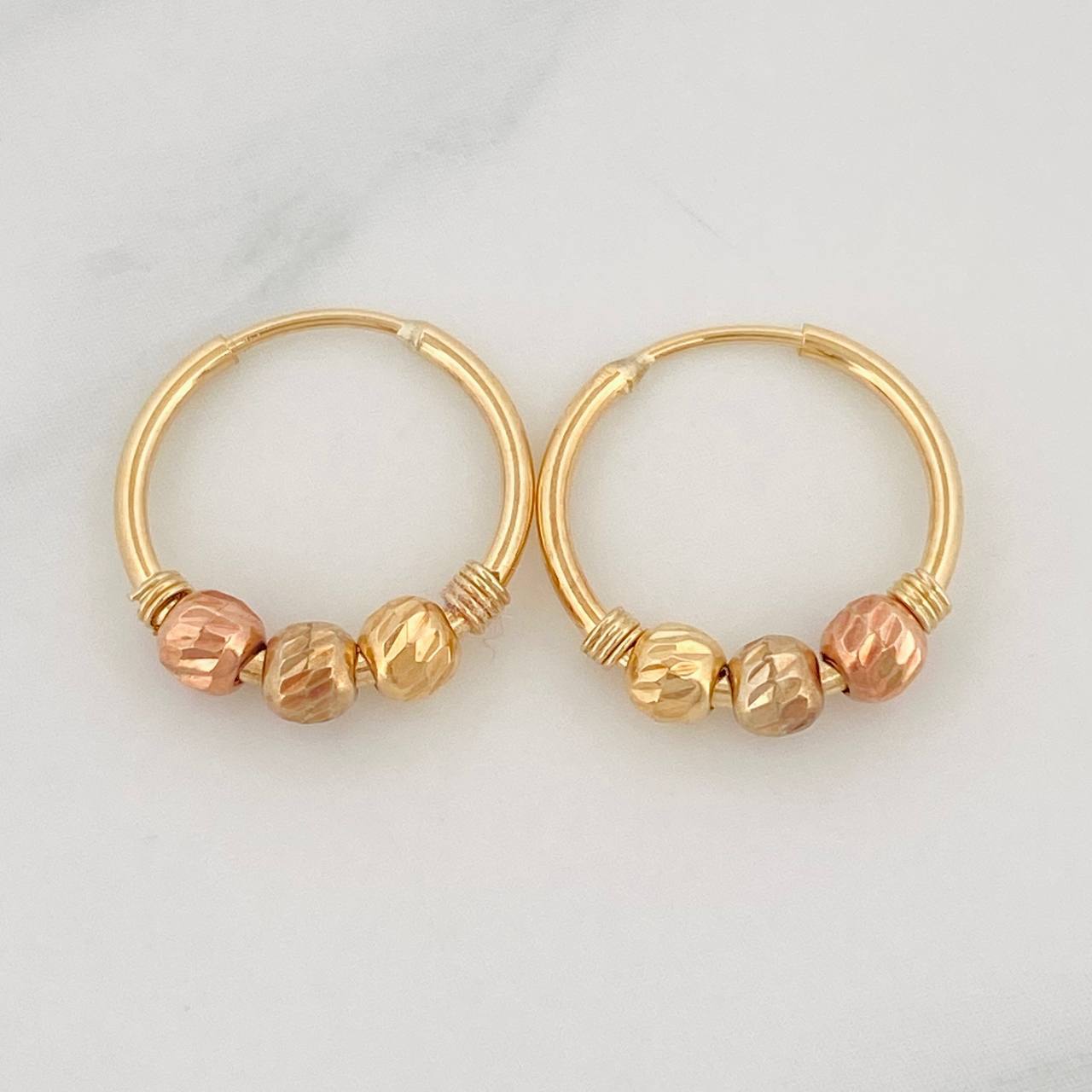 Candongas Trio 0.95g / 1/2 in Tres Oros 18K