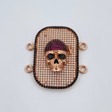 Charm Skull 10gr / 3.4cm / Fuchsia Black White Zircons Two Golds Black Pink 18K $