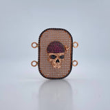 Charm Skull 10gr / 3.4cm / Fuchsia Black White Zircons Two Golds Black Pink 18K $
