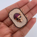 Charm Skull 10gr / 3.4cm / Fuchsia Black White Zircons Two Golds Black Pink 18K $