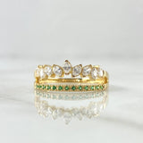 Tiara Ring Yustapuesta 2.5gr / Size 7 1/2 / White and Green Zircons 18K Yellow Gold ©