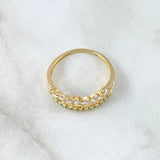 Tiara Ring Yustapuesta 2.5gr / Size 7 1/2 / White and Green Zircons 18K Yellow Gold ©