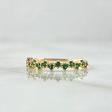 Zig Zag Ring 1.45gr / Size 6 1/2 / Green Zircons 18K Yellow Gold ©