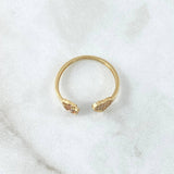 Heart Hug Bear Ring TS 1.65gr / Size 7 / Multicolor White Zircons 18K Yellow Gold ©