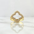 Four-Petal Pointed Flower Ring 5.5gr / Size 6 3/4 / White Zircons 18K Yellow Gold