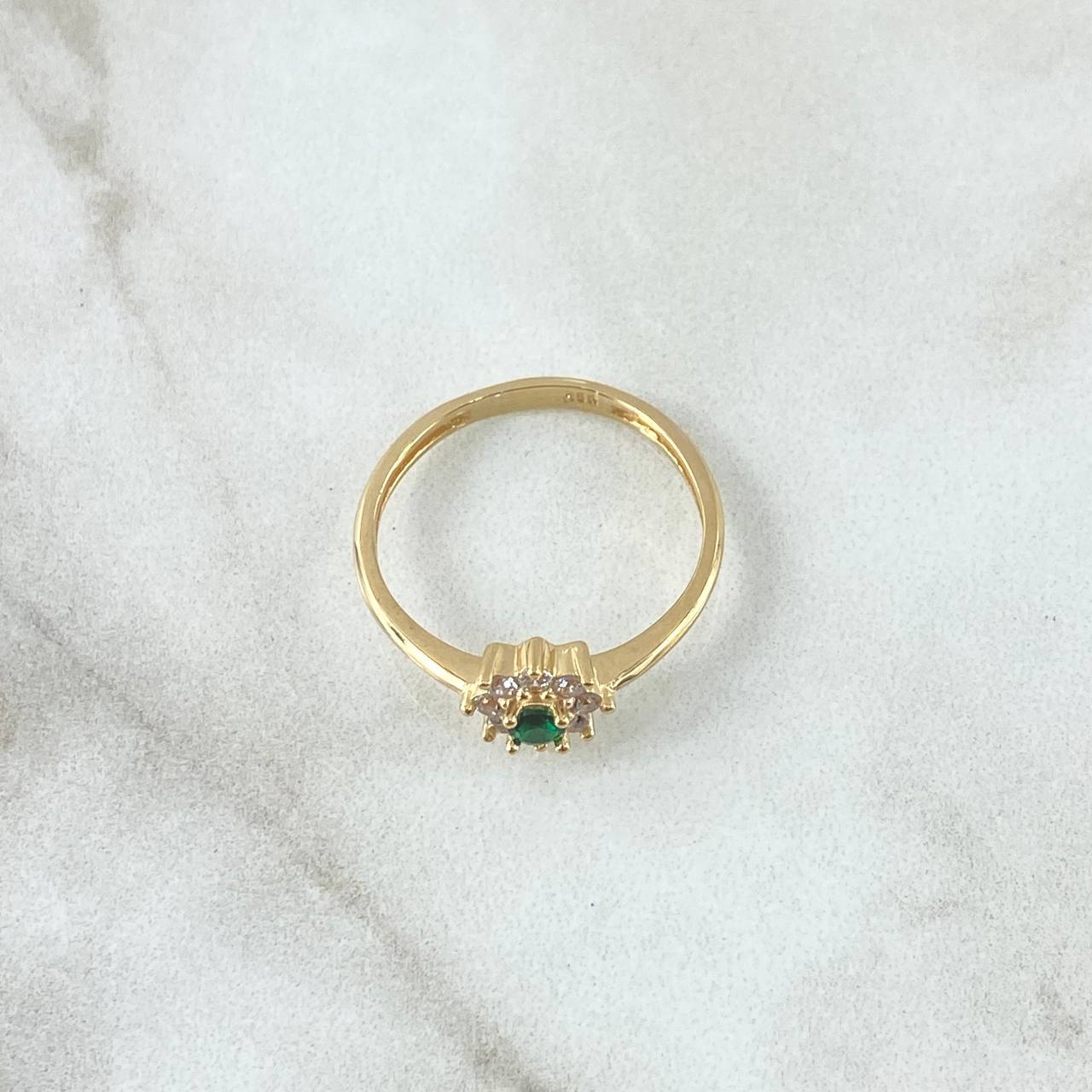 Octopetala Flower Ring 2.2gr / Size 7 / White Zircons Yellow Gold 18K