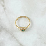Octopetala Flower Ring 2.2gr / Size 7 / White Zircons Yellow Gold 18K