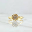 Hexagonal Halo Solitaire Ring 2gr / Size 6 3/4 / White Zircons 18K Yellow Gold