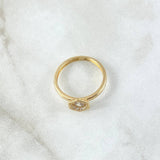 Hexagonal Halo Solitaire Ring 2gr / Size 6 3/4 / White Zircons 18K Yellow Gold